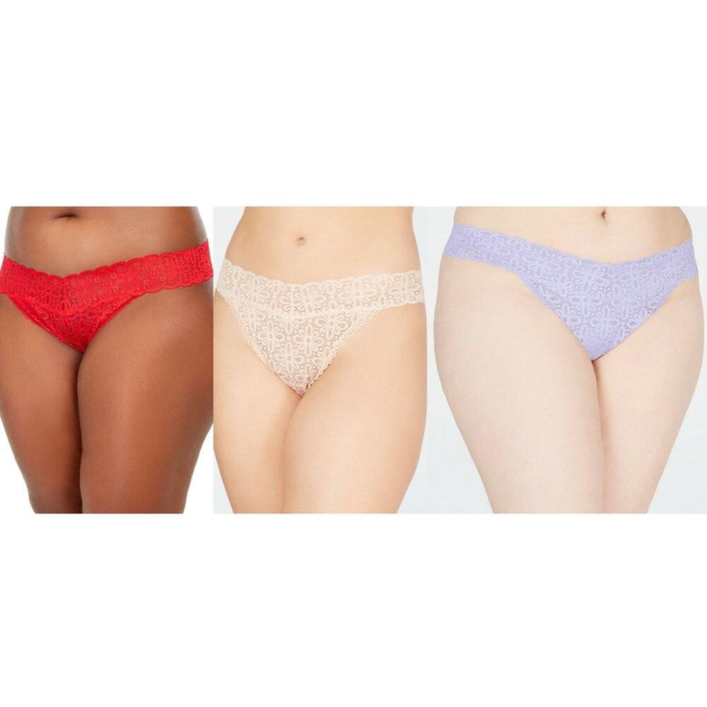 NWT Jenni Plus Size Lace Thong Underwear Pack of 3 One Size